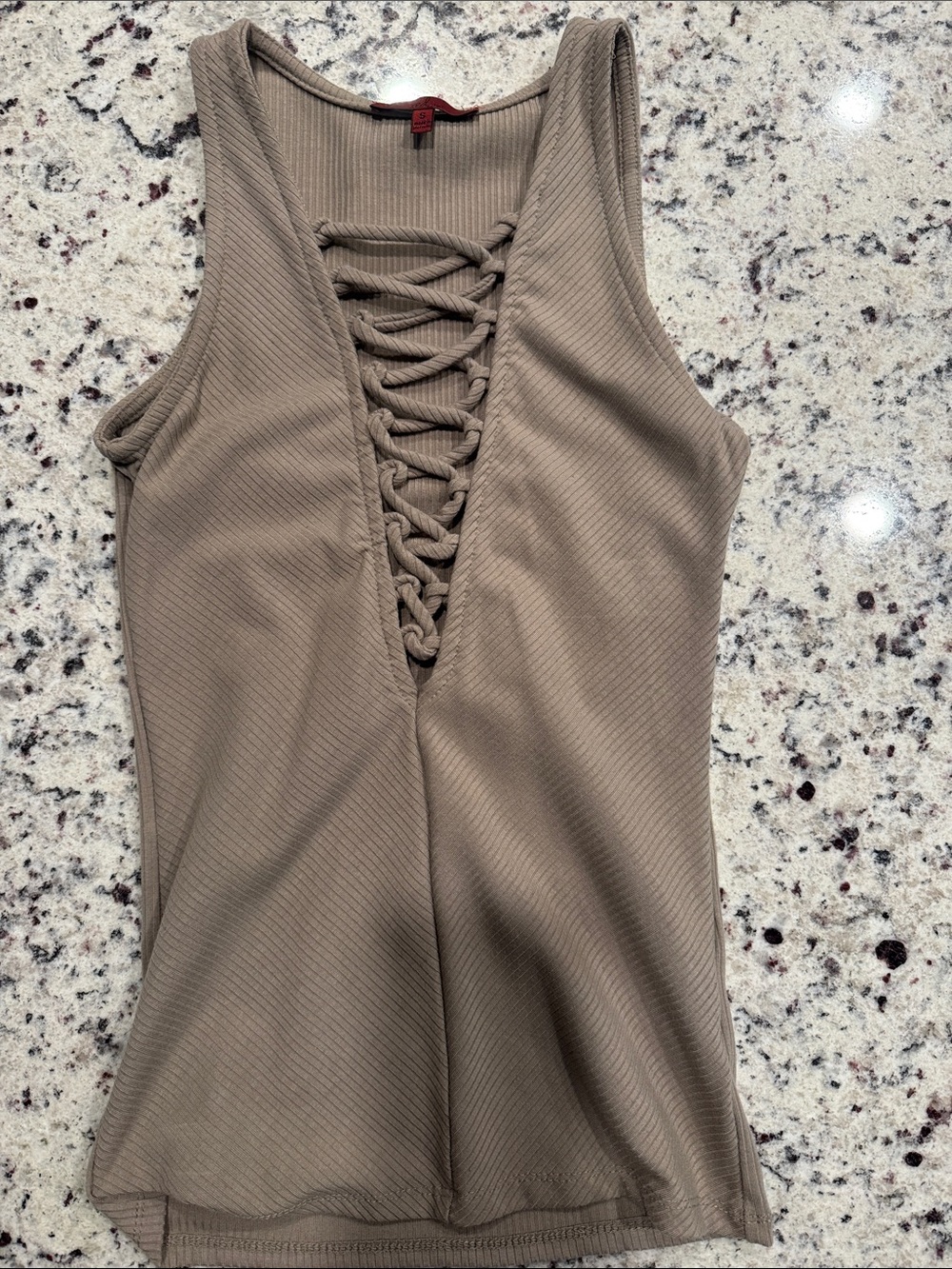 Velvet by Graham & Spencer Ribbed Lace-Up Tank - Beige